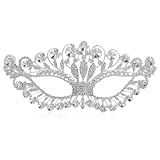 RORPOIR Elegante Silberne Diamant Maske Für Frauen Glitzernde Rhinestone Maske Für Maskerade Partys Und Karneval Zufällige Farbwahl Für Das Band