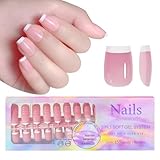 Weiche Gel Nagelspitzen French Tip Zum Aufpressen Der Nägel 14 Größen 3-in-1-Beschichtung Der Spitzen Mit Vorab Aufgetragener Spitzengrundierung Und Unterlackabdeckung