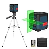 RockSeed Doppelmodul Kreuzlinienlaser, Selbstnivellierend Linienlaser, Horizontal und 150° Vertical Grüner Linie, 2 AA-Batterien, Tragetasche, für Heimdekoration/Heimwerken/Baustelle