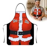 GXGM 1 Stück Weihnachtsmann Thema Grillschürze für Männer,Grillschürze lustig,Kochschürze Küchenschürze,Lustige Schürze Wasserdichte,Geschenke für Männer Und die Dame