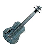 Ortega Guitars Bass Ukulele Elektro-Akustisch – F-Schallloch – Bamboo Series – Inklusive Gig Bag – Massiver Bambus, Blau (RUSWB-UB)