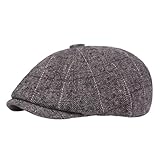 QuxetlRyz Schiebermütze Herren Winter Baumwolle Newsboy Caps Männer Flache Schirmmütze Frauen Maler Baskenmütze Hüte(Gray)