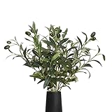 XMDROU Olivenzweige Künstlich, 5 Stück Simulation Grüner Olivenbaum Deko, 28cm Olivenzweige künstliche Pflanzen Künstliche Zweige Griechische Deko für Vasen Zuhause Büro Hochzeit