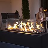KRATKI Patio Horizontal Outdoor Moderner Gasheizstrahler 17,5 kW Stahl und Glas Design für Garten Terrasse Propan G31/50mbar Powered Schwarz 56,9x118,5 cm