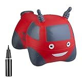 Relaxdays Hüpftier Feuerwehrauto, Springtier, bis 50 kg, BPA frei, Kinder ab 3 Jahre, inklusive Luftpumpe, Hopser, rot