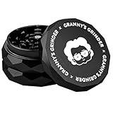 Granny's® Premium Aluminium Kräutermühle | messerscharfes Mahlwerk | ∅ 6,3 cm | 4-teilig mit Sieb zum Herausnehmen | inkl. Pollenschieber | Kräutermühle in Schwarz u. weiteren edlen Designs