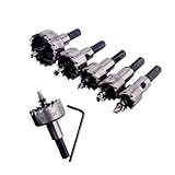 5 Stück Lochsäge Hartmetall-Bohrer, 16-30mm HSS-Stahl Bohrer-Lochsägen-Set Titanbeschichteter Lochöffner Zentrierbohrer für Edelstahl, Eisen, Legierung, Holz, Kunststoff
