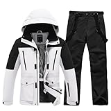 HOTIAN Herren Ski Jacke und Hosen Set Herren Schneeanzug Winter Warme schneeanzug Wasserdicht Winddicht skibekleidung Snowboard Set HB+BK XL
