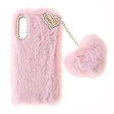 SNCLET Fluffy Plüsch Hülle für Samsung Galaxy A55 5G Handyhülle Silikon Niedlich Süße Bling Diamond Fluffy Furry Fur Weich Winter Warm Flauschige Fell Protective Hülle für Samsung Galaxy A55 5G,Rosa