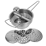 FUNNETOYU Edelstahl Kartoffelpresse mit Ergonomischem Griff Manueller Kartoffelstampfer mit Austauschbaren Siebeinsätzen für Feines Mittleres und Grobes Kartoffelpüree Kompakt und Langlebig