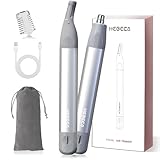 HEBECA Nasenhaartrimmer für Männer & Frauen, 2-in-1 Wiederaufladbarer Ohr- und Nasenhaarschneider, Wasserdichter Elektrischer Augenbrauentrimmer & Gesichtshaarentferner Grooming Kit Silber