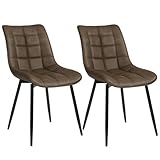 WOLTU Esszimmerstühle 2er Set Küchenstuhl Polsterstuhl Wohnzimmerstuhl Sessel mit Rückenlehne, Sitzfläche aus Kunstleder, Metallbeine, Antiklederoptik, Braun BH207br-2