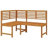 vidaXL Akazienholz Massiv Garten Eckbank Rustikal Gartenbank Holzbank Sitzbank Bank Parkbank Balkonbank Terrassenbank Gartenmöbel 140cm
