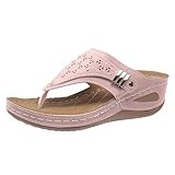 Leder Zehentrenner Damen Orthopädische Sandalen Damen Plateau Weichen Flipflop rutschfest Strandsandalen Arch Support Pantoletten Leichte Bequeme Slippers Breite Füße Freizeit Outdoorsandalen