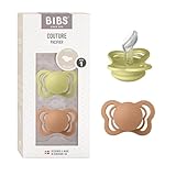 BIBS Couture Schnuller 2er-Pack, BPA-frei, Kiefergerechte Form. Silikon, Hergestellt in Dänemark. 0-6 Monate (2er Pack), Meadow/Earth