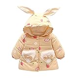 Winterjacke für Mädchen, Größe 4, Babymantel, winddicht, Oberbekleidung, dick, Kleinkind, Mädchen, warm, mit Kapuze, Wintermantel und Jacke, Schwimmmantel für Mädchen, beige, 12-18 Months
