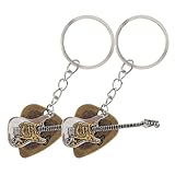 ibasenice 2 Stück Gitarren schlüsselanhänger mit Metallplektren Langlebig Praktisches Punk rock Design für Musikliebhaber Taschen Schlüsselanhänger Modisches Accessoire für Männer und