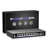 10 Port 2.5Gb Unmanaged Ethernet Switch mit 8* 2.5G Base-T Ports + 2* 10G SFP+ Ports. NICGIGA 8 Port 2.5Gbps Netzwerk-Switch für 2.5Gbps NAS/PC, WiFi6-Router, Wireless AP. Lüfterloses Design