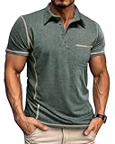 LAOARA Poloshirt Herren Kurzarm Polo Shirt T-Shirts für Herren Sport Sommer Slim Fit Classics Knopfleiste Grün L