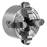 VEVOR 4-Backen-Drehfutter, 80 mm, selbstzentrierendes Spannfutter, 5-80 mm Spannbereich mit T-Schlüssel-Befestigungsschrauben, umkehrbare Backen, HT300-Material, für Holz-Metall-Drehmaschine
