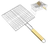 Barbecue-Grillkorb, Fischgrillkorb,Tragbarer Garnelengrillkorb | -Grillkorb mit Holzgriff, hitzebeständig