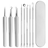 Anluomania 8 Stück Mitesserentferner Set, Porenreiniger, Pickel Ausdrücken Werkzeug, Edelstahl Akne Mitesser Entferner mit Box, Komedonenquetscher, Blackhead Remover für Nasen Gesichtspflege