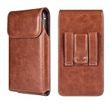Handyholster Kompatibel mit iPhone 16 15 14 13 12 Pro Max, 15 14 Plus, vertikaler Gürtelclip-Handytasche, Leder-Hüfttasche, kompatibel mit Galaxy S25 S24 S23 S22 S21 Ultra, S23 S22 Plus Hülle(Brown)
