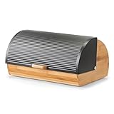 Zeller 25365 Brotkasten, Bamboo/Metall, schwarz, ca. 39 x 27 x 19 cm, Brotaufbewahrung, Trendige Schwarze Brotbox, lebensmittelecht