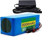 ADLYZXDP 36V E-Bike Akku 8Ah Lithium-Ionen-Akkupack Eingebautes BMS Lithium-Elektro-Motorradbatterie Mit Ladegerät Für Elektrofahrrad 500W 450W 350W 250W 200W 36v 8ah,XT60