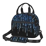 The Blue Binary Print Leichte isolierte Lunchtasche mit Reißverschluss auf der Rückseite, großes Fassungsvermögen, Studenten