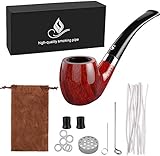 Joyoldelf Tabakpfeife Set, Gebogenes Bakelit Pfeife, Flachboden mit Pfeifereinigungswerkzeugen - Geschenkbox und Pfeifezubehör