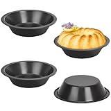 Ksvaye 4 Stück Tartelette Förmchen Rund Backförmchen Kohlenstoffstahl Mini Quicheform Tarteform Klein Tartlettförmchen mit Antihaftbeschichtung Pie Form Ø12cm für Pudding Kuchen Muffin (Schwarz)