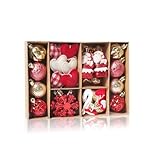 FANSWAN 32 Stück Bruchsichere Christbaumschmuck Ornamente für Weihnachtsbaum Zarte Dekorationen Anhänger