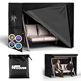 HICOVER Hollywoodschaukel Abdeckung 3 Sitzer Wasserdicht Winterfest Winddicht UV-Beständiges Schwerlast 600D Oxford Gewebe Schutzhülle für Gartenschaukel, schutzhülle hollywoodschaukel, Schaukelbank