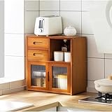 Multifunktionaler Küchenschrank – 3-stöckiger Sideboard-Schrank, Arbeitsplattenhalter für Geschirr und Gewürze, braun, 42 x 23 x 39 cm – Küchentischregal (braun 42 x 23 x 48 cm)