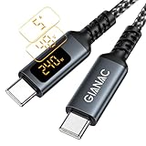 GIANAC 240W USB C auf USB C Kabel [1M] Schnellladekabel USB C USB PD3.1 Nylon USB Typ C Ladekabel mit LED Display für iPhone 16 Pro Max, iPhone 15, Samsung S24 S23 S22 S21,iPad Pro, MacBook Pro/Air