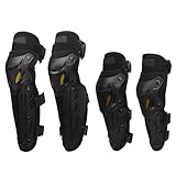 HGTRH Motorcycle Knee Protectors, Knee Shin Pads Elbow Protector with Adjustable Elastic Bands PP Shell and High Density Eva Padding for Motocross Racing Cycling Black