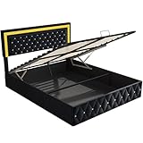MOTUZP Polsterbett Doppelbett 160x200cm,LED Doppelbett mit Stauraum Underbett,Polsterbett mit Kopfteil und Lattenrost,Funktionsbetten Jugendbett, ohne Matratze