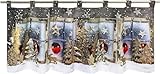 Delindo Lifestyle LED Scheibengardine Winterland für das Kinderzimmer, beleuchtete Bistrogardine für die Küche, 45x120 cm, Gardine zu Weihnachten