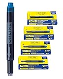 ONLINE 20x kompatible LAMY Patronen blau, auch für Pelikan, Stabilo etc., Universal Tintenpatronen, Füller Patronen, löschbar, für Füllhalter & Tintenroller, Vorteilspack Kombi Patrone königsblau