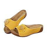 Sommer Slippers Keilabsatz Sandalen Damen Strandschuhe Damen Orthopädische Schuhe Peeptoe Plateau Wedges Badelatschen Flip Flops Slipper rutschfeste Valgus Korrektur Sommerschuhe Hausschuhe