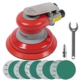 UPWOOD 125 mm Druckluft-Exzenterschleifer, 5 Zoll, leicht, ohne Absaugung, 3/16' Hub, 12.000 U/min, mit 10 grünen Schleifscheiben (Körnung 60–320), für Karosserie, Holz, Verbundstoffe