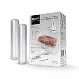 CASO 8 Sterne Profi- Folienrollen 20x600 cm / 2 Rollen, Vakuumierbeutel für alle Vakuumierer, sehr stark & reißfest ca. 150µm, Vakuumbeutel Lebensmittel Vakuumiergerät, Sous Vide, BPA-frei