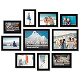 Americanflat 10-teiliges Collage-Bilderrahmen Set Schwarz für Wand & Tisch - Zwei 20x25 , Vier 13x18 & Vier 10x15 Rahmen - Rahmenset mit Bruchsicherem Glas, Aufhängevorrichtungen & Aufstellern