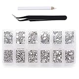 Klare Strasssteine mit flacher Rückseite zum Basteln, 4200 Stück, runde Kristall-Edelsteine, Aufkleber für Kleidung, 1,5–4,8 mm, 6 Größen