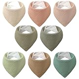 IKWOLETI Lätzchen Baby - Dreieckstuch Baby - Musselin Halstuch Baby für Junge und Mädchen, Hochgradig Saugfähig und Verstellbar, 8 Stück