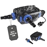EXLECO Eco Teichpumpe Filterpumpe 10W max. 3000L/H Teichfilter Energiesparende Bachlaufpumpe für Gartenteich Teich Pumpe mit filter Kabellänge 10M Umwälzpumpe für Außen Wasserfall Bachlauf Koiteiche