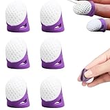 HSYTEK Fingerhut Nähen, Strickfingerhut, Fingerhut Silikon, Fingerhut Ergonomie, Fingerschutz Stricken, Fingerschutz Silikon, Fingerkuppenschutz, Fingerlinge Silikon, Blau, Einheitsgröße, 6 Stück (a)