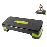 Steppbrett für zuhause, Höhenverstellbar (10-15cm) Stepper Fitness, Aerobic Stepper mit Widerstandsbändern, Rutschfest, Fitnessgeräte für zuhause, 68cm (Grün)