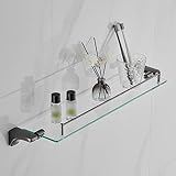 Glasregal Edelstahl Wandregal Rechteckig Schweberegal für Badezimmer Dusche WC Gunmetal Grau